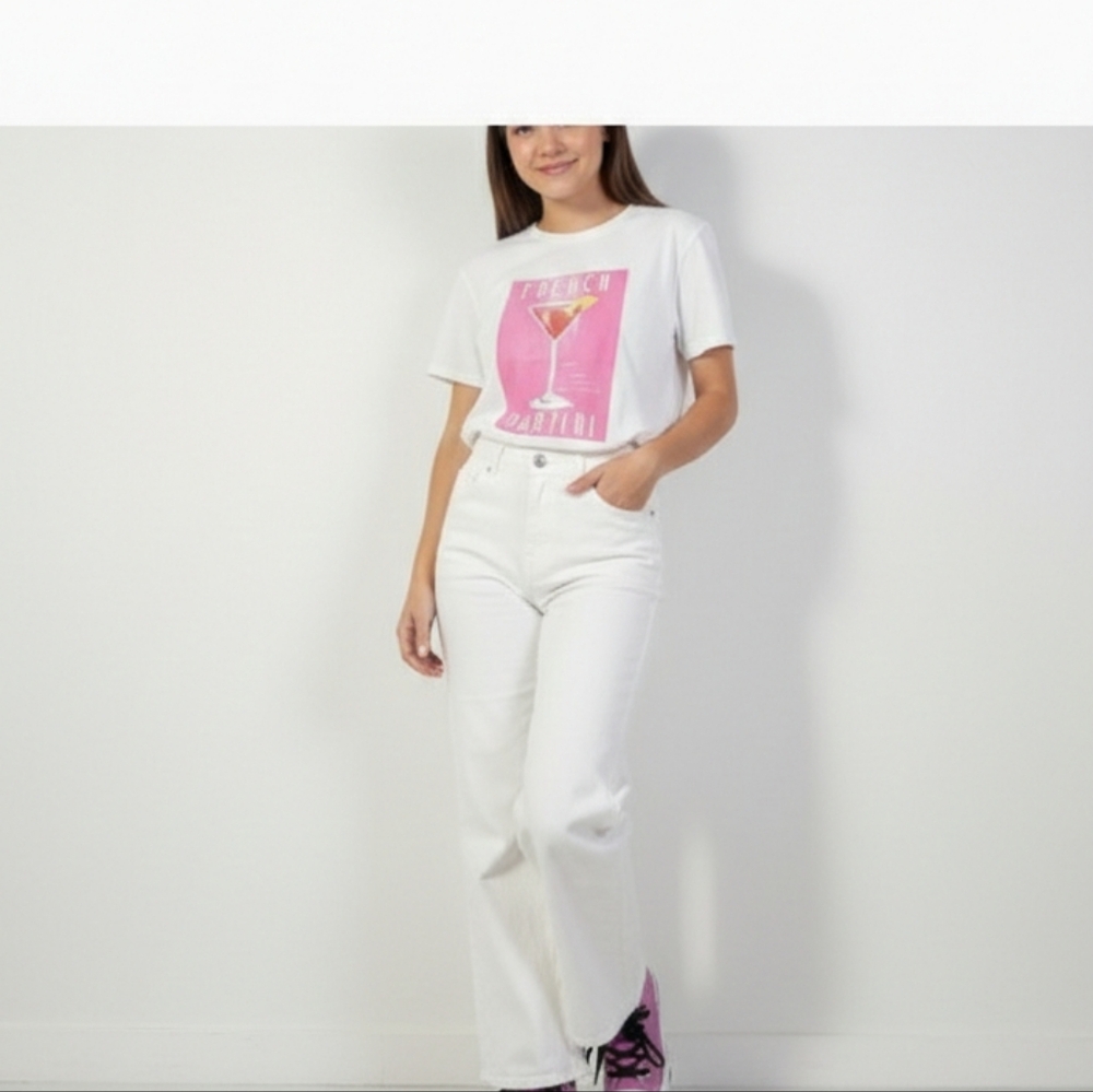 Wildfox White Tee with Pink Accent